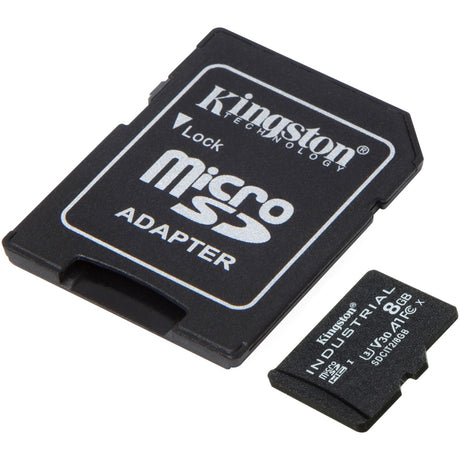Kingston Industrial microSDHC 8GB Memory Card (black, incl. SD adapter, Class 10, UHS-I, U3, V30, A1)