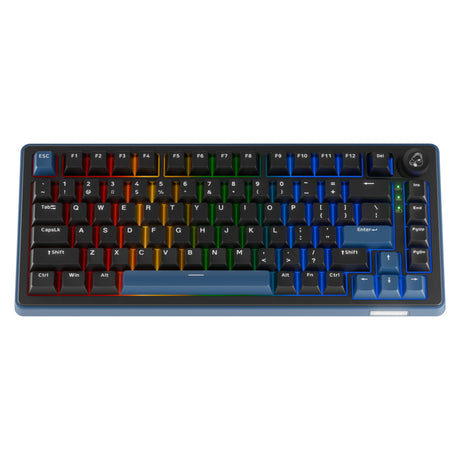 Ducky OK-M-75 RGB Mechanical Keyboard (Black, US Layout (QWERTY), KTT Linear, 75%, RGB, Hot-swap, PBT, 2.4 GHz | Bluetooth | USB-C)