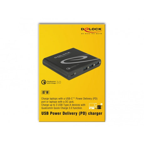 Díghlasáil charger USB 1x USB Cineál-C + 3x USB Cineál-A (dubh)