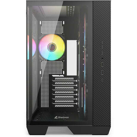 Sharkoon Steel Shark Midi Tower Case (Black | 2x USB-A | 1x USB-C | RGB | Tempered Glass)