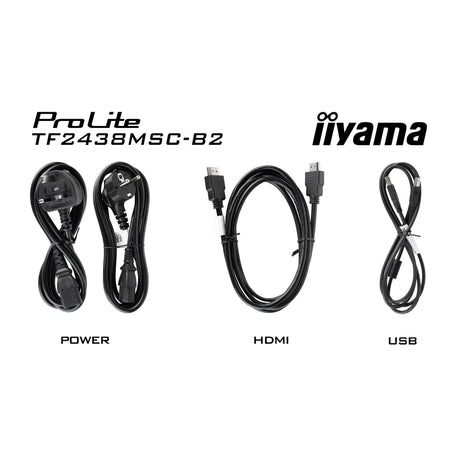 Iiyama ProLite TF2438MSC-B2 23.8 Monitor (Black, 120 Hz, HDMI, DisplayPort, Audio, USB, Touch)