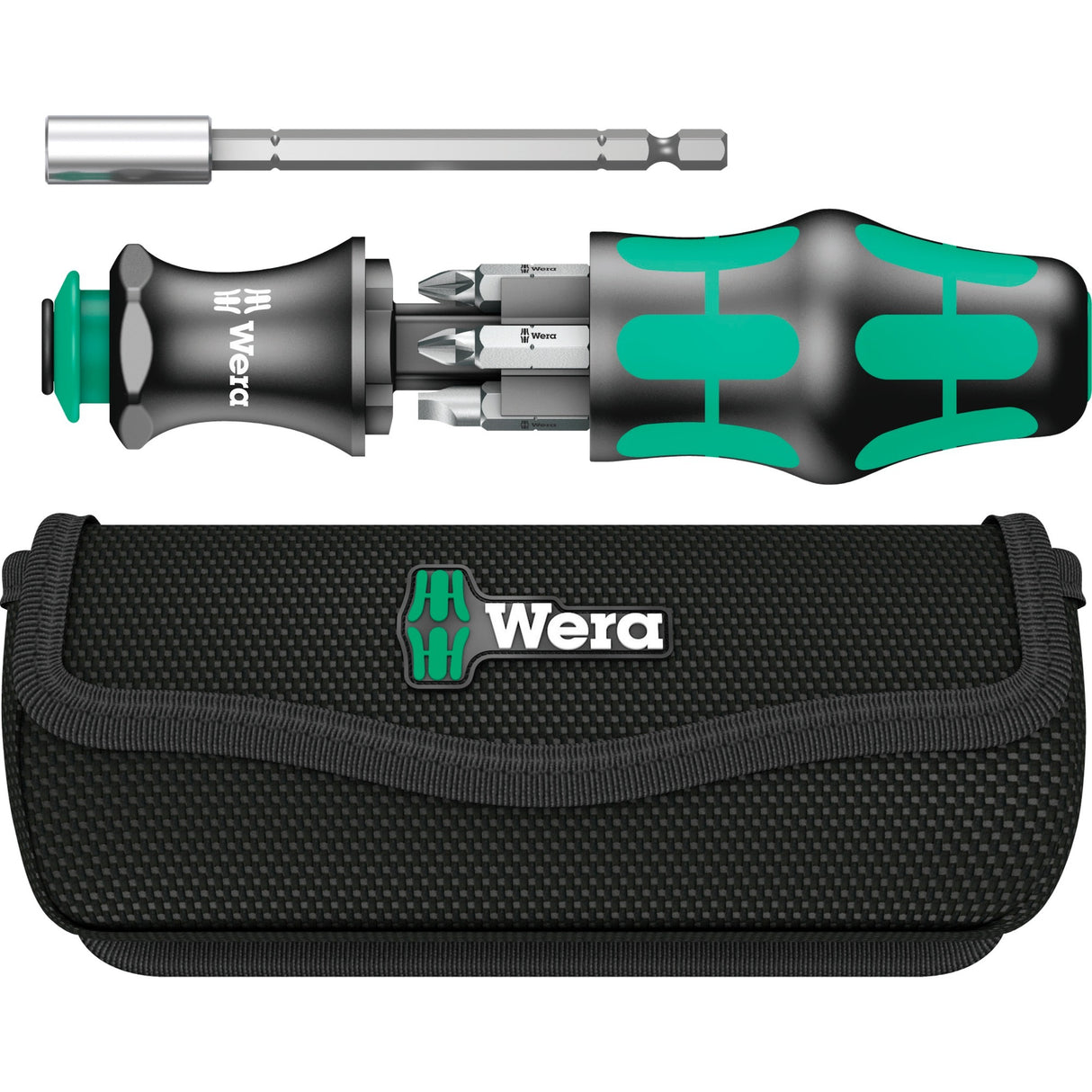 Wera Kraftform Kompakt 28 with socket wrench set case (black green, 6-piece)