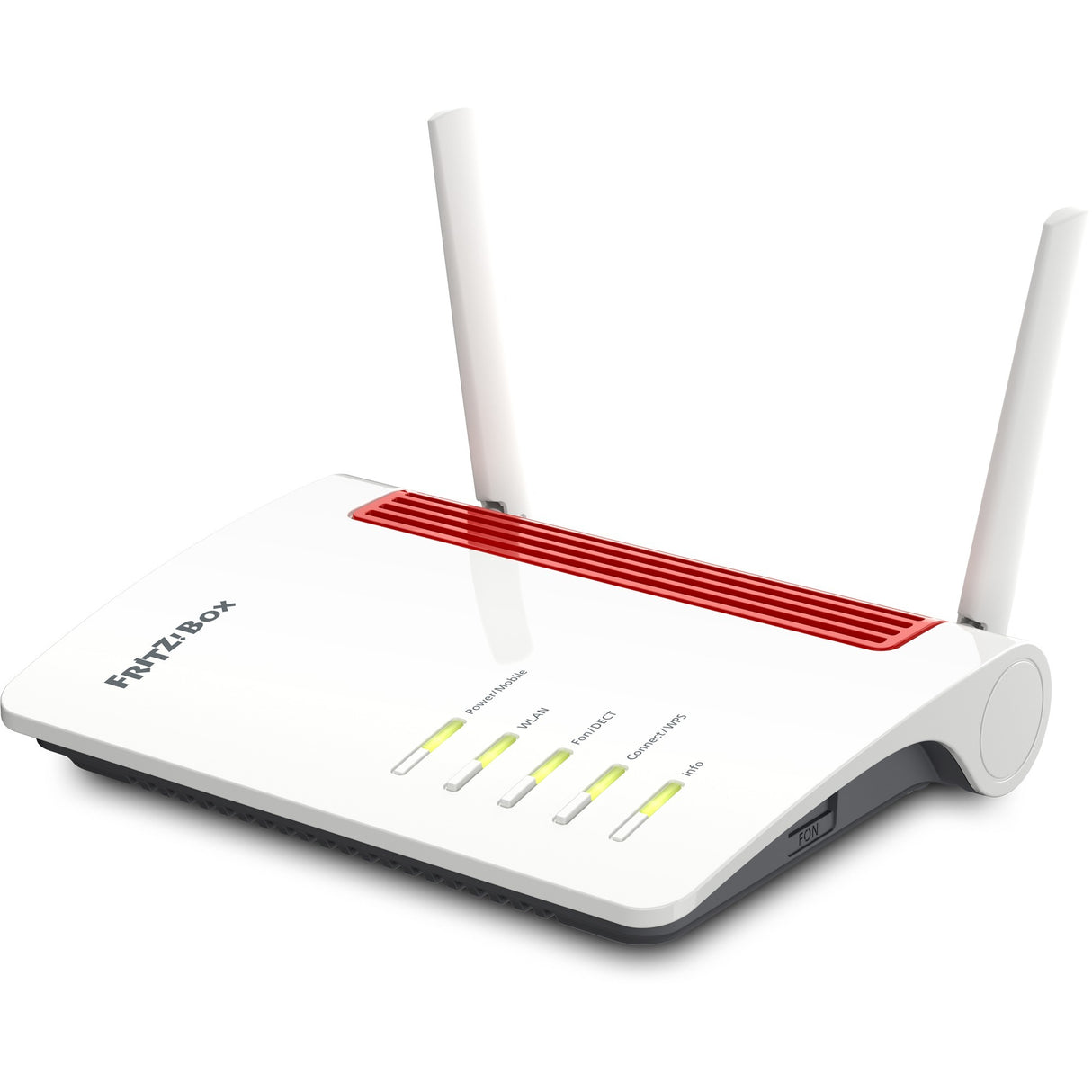 Fritz! Box 6850 LTE International WLAN LTE Router (White Red, 4G (LTE), 3G 3G+ (UMTS HSPA+), Mesh Wi-Fi)