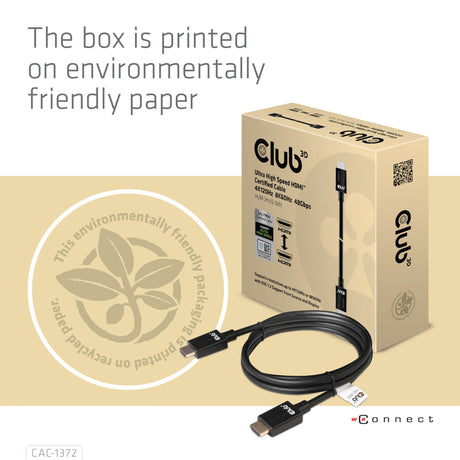 Club 3D ultra high speed HDMI 2.1 certified cable male-male (black, 2 meters, 4K 120Hz, 8K 60Hz, 48Gbps)