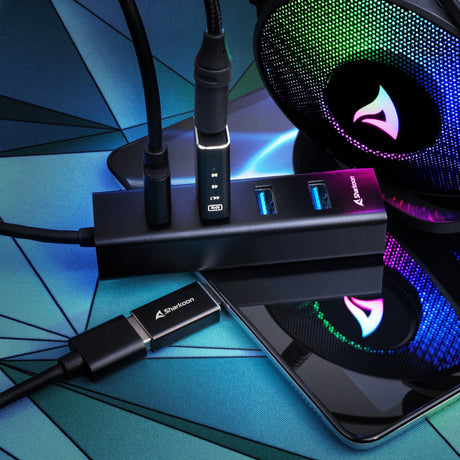 Sharkoon 4-port USB 3.2 Gen 1 aluminum USB hub (black)