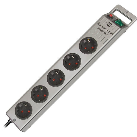Brennerstuhl supersolid-line stikkontakt 5-veis sølv 2,5m h05vv-f 3g1,5