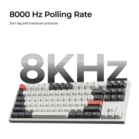 Keychron Q3 Ultra-M1 8K Wireless Custom Mechanical Keyboard (black, US layout (QWERTY), Silk POM Red, 80% (TKL), RGB, Hot Swap, 8K, 2.4 GHz | Bluetooth 5.2 | USB-C)