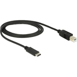 Delock USB-C 2.0 to USB-B Cable (Black, 1 meter)