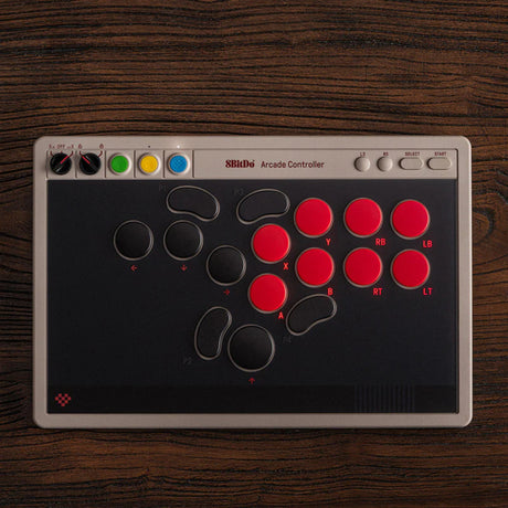 8bitdo arcade controller (grey red, 2.4 ghz bluetooth usb, nintendo switch 1 + 2, pc)