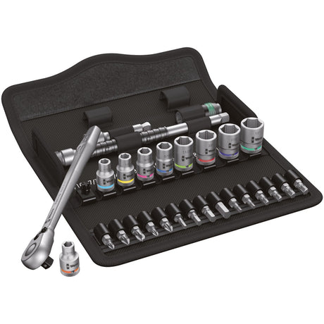 Wera 8100 sa 11 zyklop metal-ratelset, 28‑delig gereedschapsset (omschakelpal, 1 4 -aandrijving)