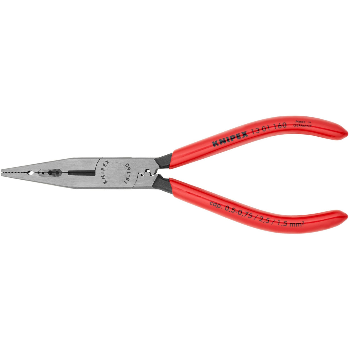 Knipex ledningstenger svart atramentert med plastbelegg 160 mm - 1301160