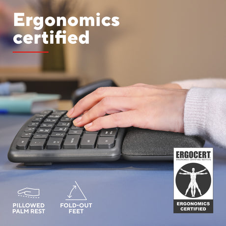 Trust keyra ergonomisch draadloos toetsenbord (zwart, us lay-out (qwerty), 100%, 2.4 ghz usb | bluetooth)