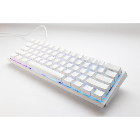 „Ducky one 3“ klasikinė grynai balta mini RGB mechaninė klaviatūra (balta, us išdėstymas (qwerty), cherry mx red, 60%, rgb led, dvigubo kadro pbt, keičiamas karštuoju režimu, „quack“ mechanika)