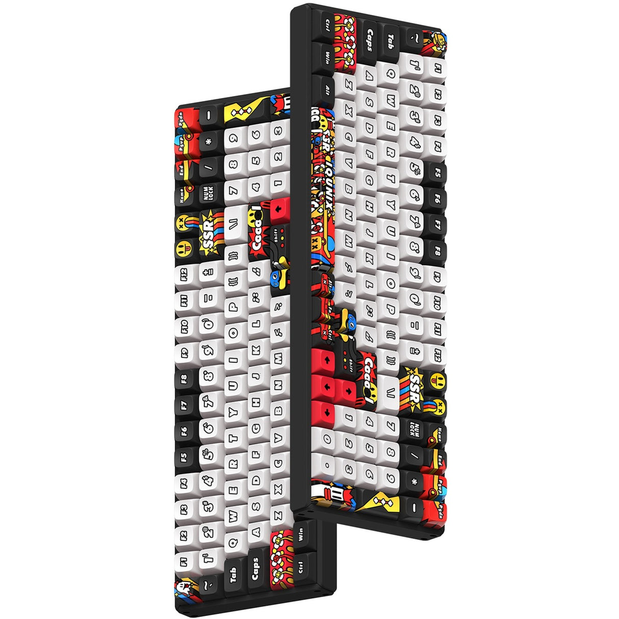 Iqunix f97 graffiti diary wireless mechanical keyboard (black, us layout (qwerty), cherry mx silent red, 96%, rgb leds, hot-swappable, pbt, 2.4ghz | bluetooth 5.1 | usb-c)