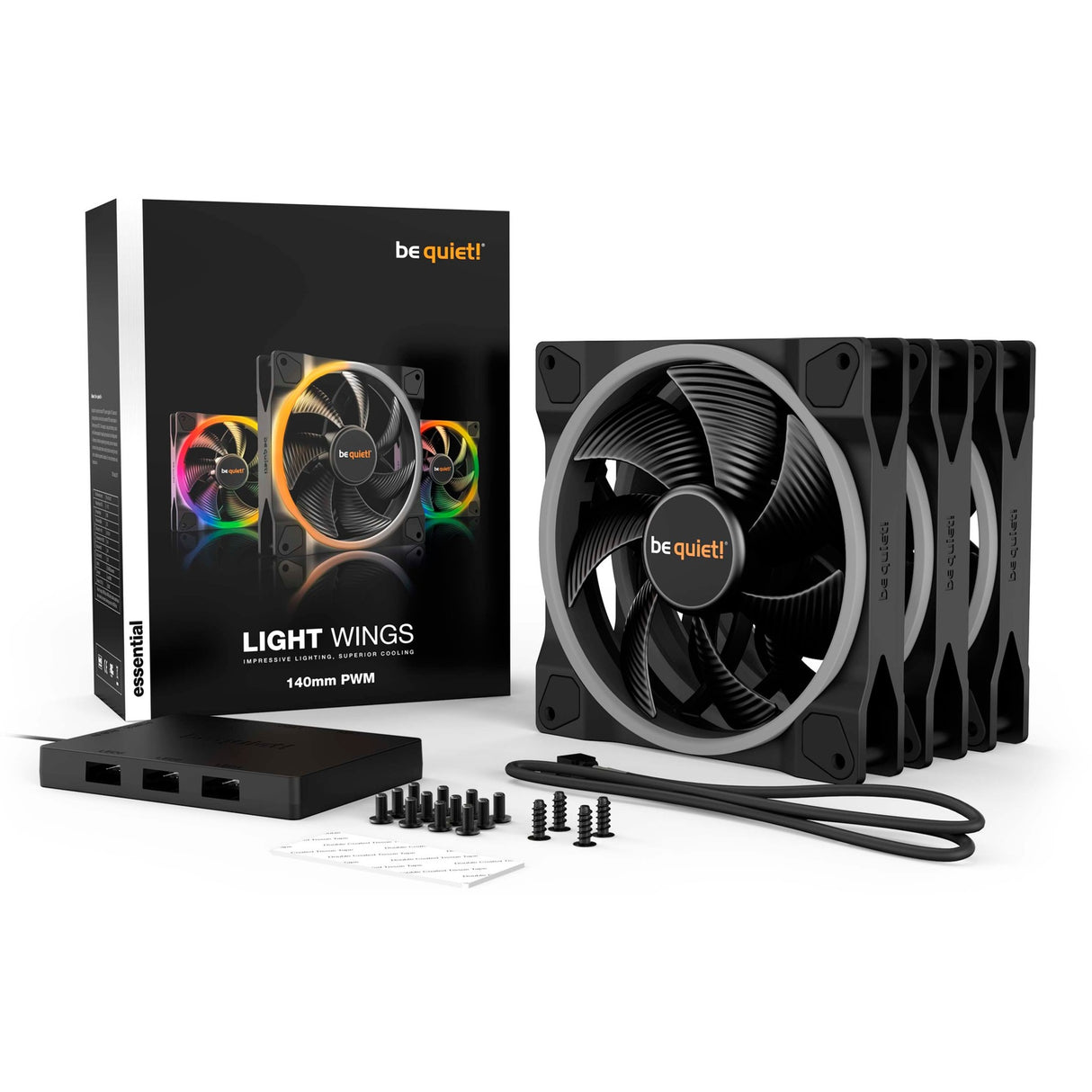 be quiet! Light Wings PWM RGB Case Fans (Black, 3-pack, 140 x 140 x 25 mm)