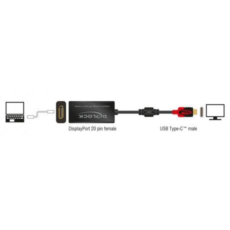 Delock DisplayPort adapter for USB-C monitor 4K (black, 0.2 meter)