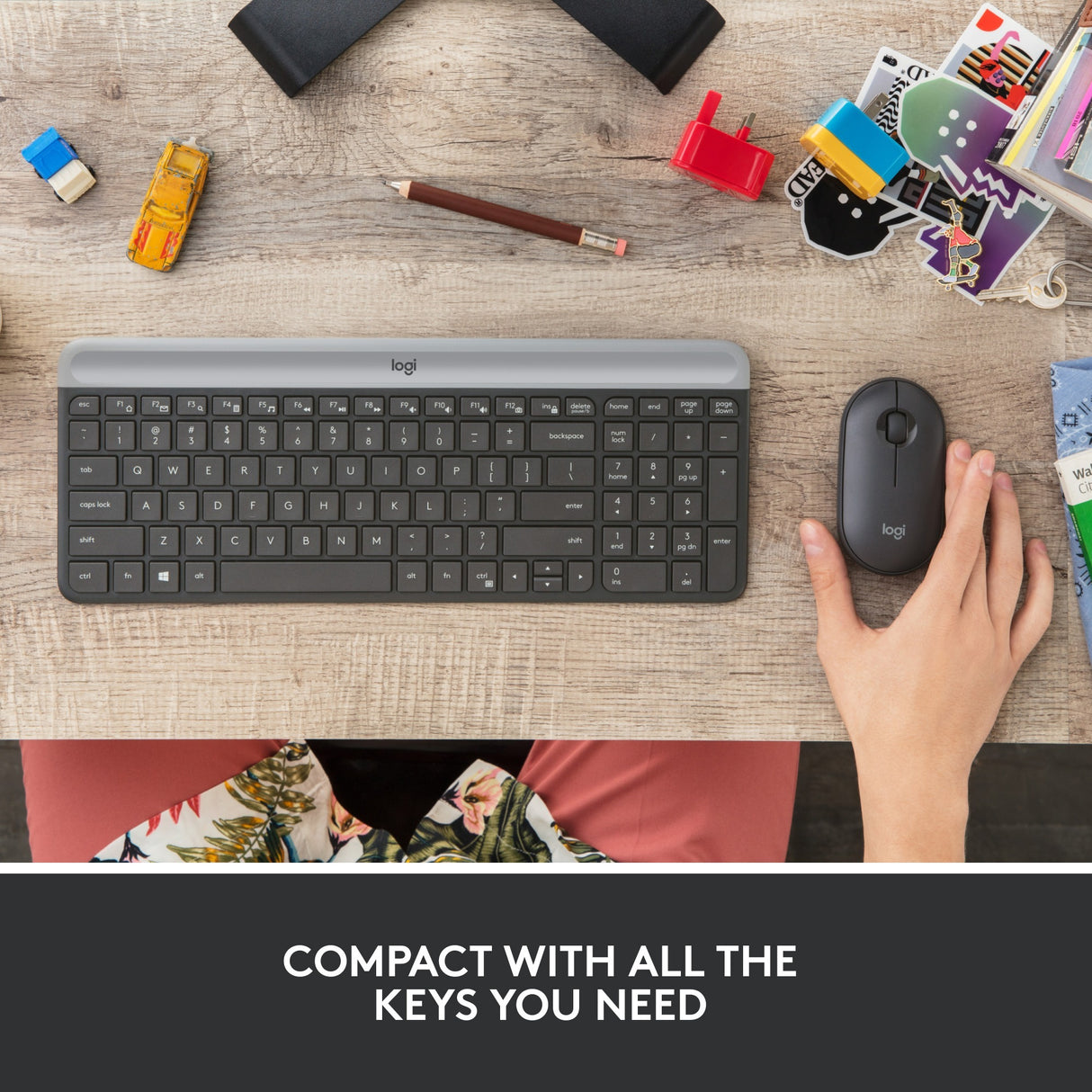 Logitech mk470 slim wireless keyboard and mouse combo, desktop set (black, US-international, scissor switches, 1000 dpi)