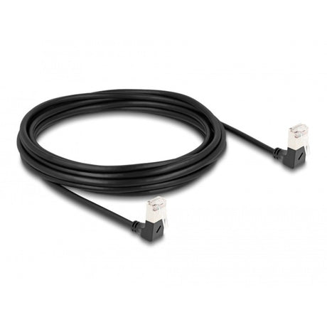 Delock rj45 nettverkskabel cat.6a s ftp slim 90° nedover nedovervinklet 5 m kabel (svart)