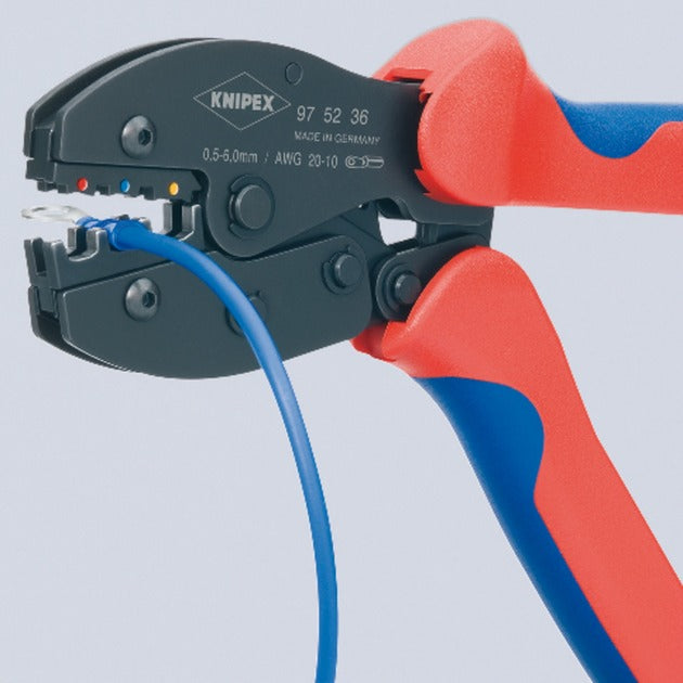 Knipex Preciforce 97 52 36 SB Crimping Pliers (red blue, stripping, crimping 0.5 - 6.0mm²)