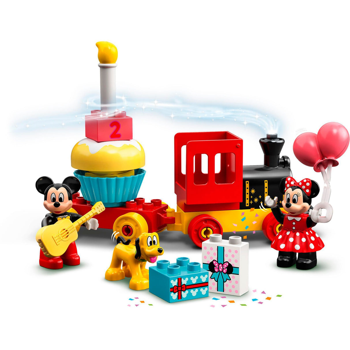 Traein lá breithe Lego duplo disney mickey minnie, bréagán in-thógála do leanaí beaga 10941