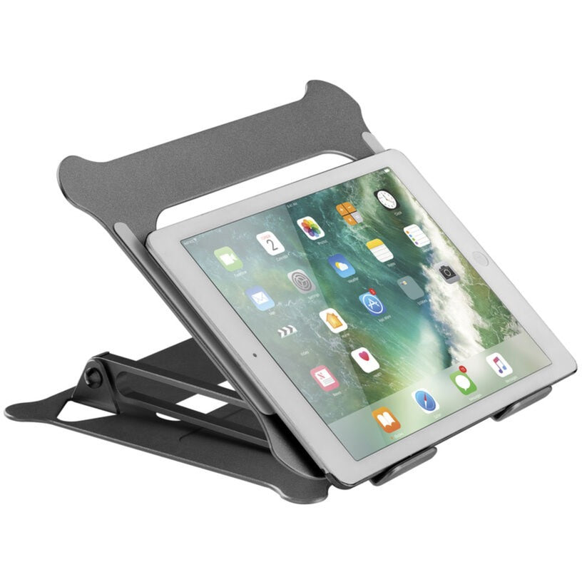 Act connectivity laptop stand, aluminum, foldable, infinitely height adjustable (black)