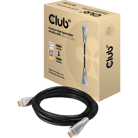 Club 3D Premium High Speed HDMI 2.0 Kabel (schwarz, 1 Meter, 4K 60Hz)
