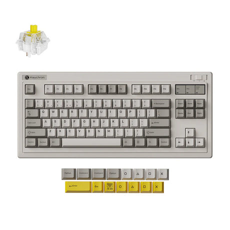 Keychron R3-M4 QMK Wireless Mechanical Keyboard (Gray, US Layout (QWERTY), Super Banana, 80% (TKL), RGB, Cherry PBT, Hot Swap, 2.4 GHz Bluetooth 5.3 USB-C)
