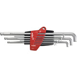 Wiha Hex Key L-Key Set in ProStar Holder (10-piece, Hex Ball End with Short Arm, Matte Chrome in Blister)
