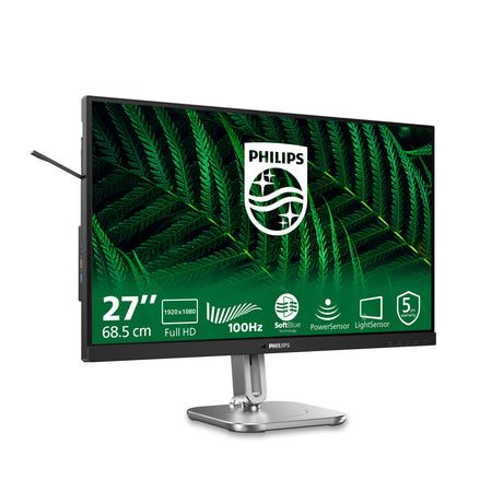 Philips 27b2g5200 27 monitor (zilver zwart, vga, hdmi, displayport, usb, audio, 100 hz)