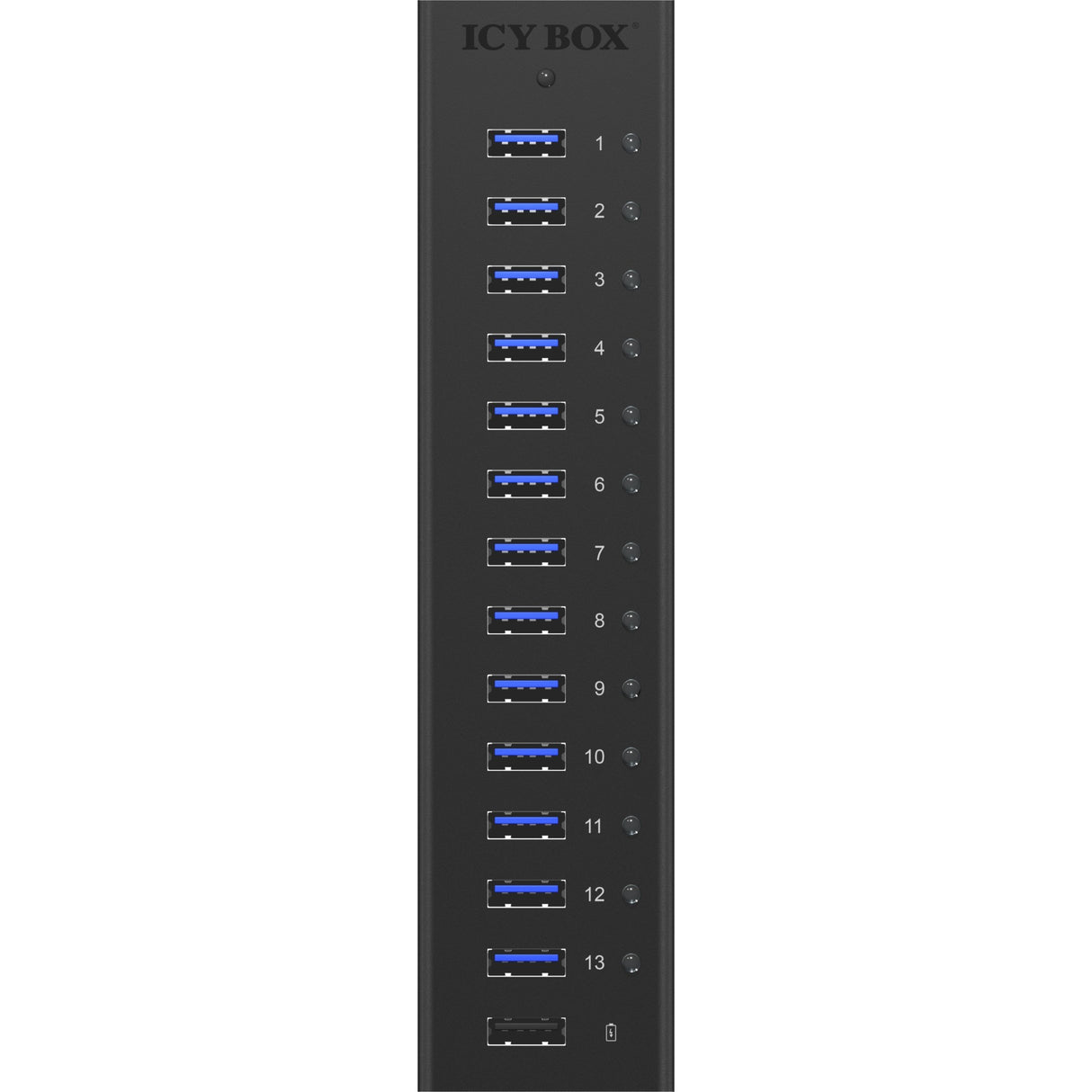 Icy Box IB-AC6113 USB Hub (black, 13x USB 3.0, 1x USB charging port)