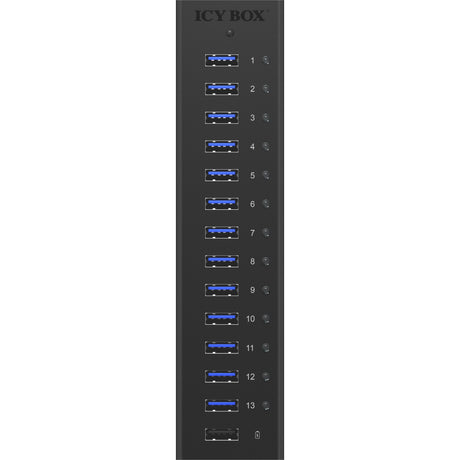 Ledinė dėžutė ib-ac6113 USB šakotuvas (juodas, 13x USB 3.0, 1x USB įkrovimo prievadas)