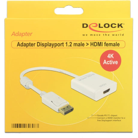 Delock displayport > hdmi adapter (fehér, 0,2 méter, 4k)