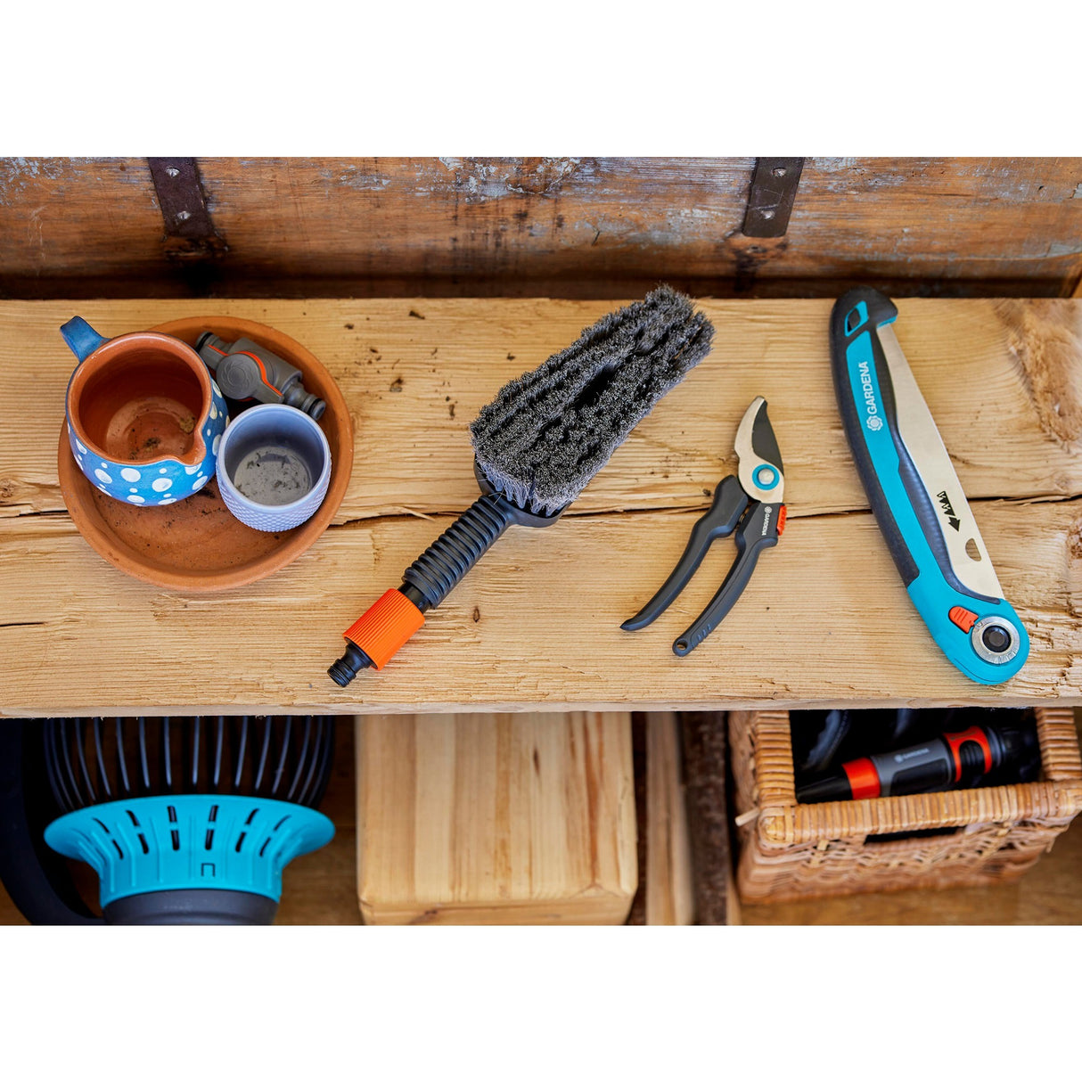Gardena Cleansystem Cleaning Set with Soft Hand Brush, Soap Sticks, Wash Brush (Grey, 18863-20)