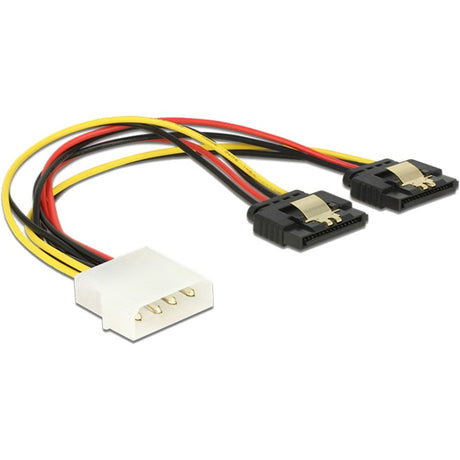 Delock power molex 4-пинов мъжки > 2 x sata 15-пинов сплитер кабел (черно червен, 0,2 метра)
