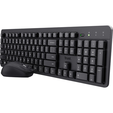 Trust Ody II Silent Wireless Tastatur a Maus Set Desktop Set (schwaarz, US Layout (QWERTY), Membran, 100%, 800 dpi - 1.600 dpi)