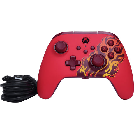 Kontroler Powera Advantage z kablem do serii Xbox x|s - red fire (czerwony, xbox series x|s, xbox one, PC)