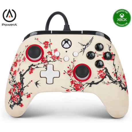 Kontroler Powera Advantage z kablem do konsoli Xbox x|s - nirwana wojownika (magnolia white, xbox series x|s, xbox one, PC)