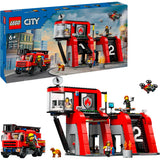 Corpo de bombeiros e caminhão de bombeiros da cidade de Lego - 60414