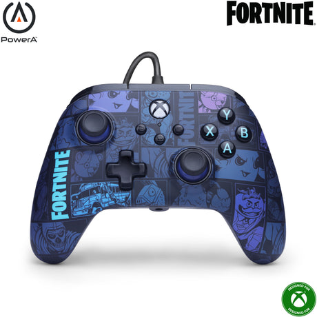 Controlador Powera Advantage com cabo para Xbox Series X|s - Fortnite: Victory Royale (azul escuro, Xbox Series X|s, Xbox One, PC)