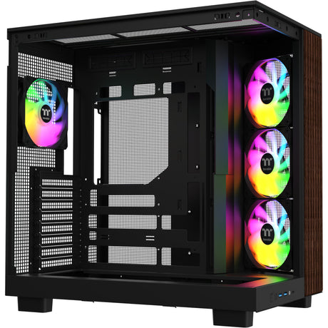 Thermaltake View 380 XL WS ARGB Midi Tower Case (Black Woodgrain | 2x USB-A | 1x USB-C | RGB | Tempered Glass)
