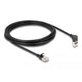 Delock RJ45 network cable Cat.6a S/FTP slim 90° upwards angled straight 3 m cable (black)