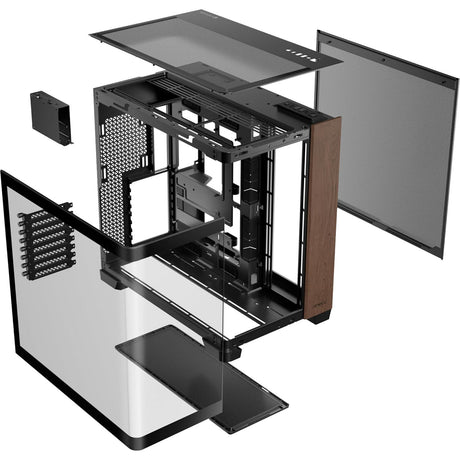 Antec c8 curve wood midi tower housing (black wood color | 2x USB-A | 1x USB-C | tempered glass)