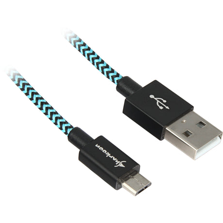 Sharkoon USB 2.0-kabel, USB-A > micro-USB B (svart ljusblå, 3 meter)