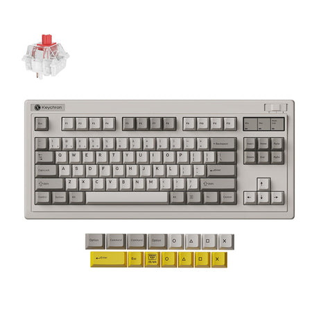 Keychron R3-M1 QMK Wireless Mechanical Keyboard (Gray, US Layout (QWERTY), Super Red, 80% (TKL), RGB, Cherry PBT, Hot-swap, 2.4 GHz Bluetooth 5.3 USB-C)