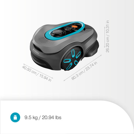 Gardena smart Sileno Sense 400 m² robotic lawnmower (grey turquoise, 19941-26, li-ion battery + charging station included, boundary wire-free technology)