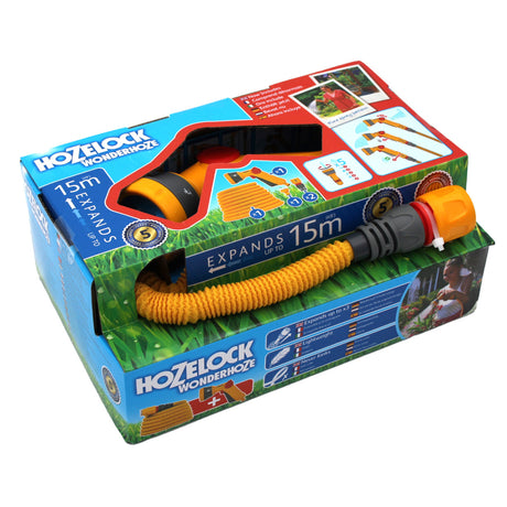 Hozelock Wonderhoze 15m + Multi Spray Gun Hose (Yellow)