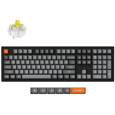 Keychron k10 max-h4 rgb mechanical keyboard (black, us layout (qwerty), super banana, 100%, rgb leds, osa double-shot pbt, hot swap, usb-c | 2.4 ghz | bluetooth 5.1)