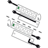 Brennerstuhl Primera-Tec Comfort Switch Plus 19,500A power strip with overvoltage protection 7-way black 2m H05VV-F 3G1.5 2 permanent, 5 switchable