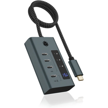 Icy box ib-hub1454-c31 USB-elosztó (szürke kék-szürke, 4x USB-C 3.2 (10 Gbit s))