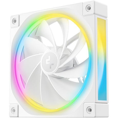 Lucht leanúna cáis Deepcool fl12r rgb (bán, 120 x 120 x 25 mm, pwm)